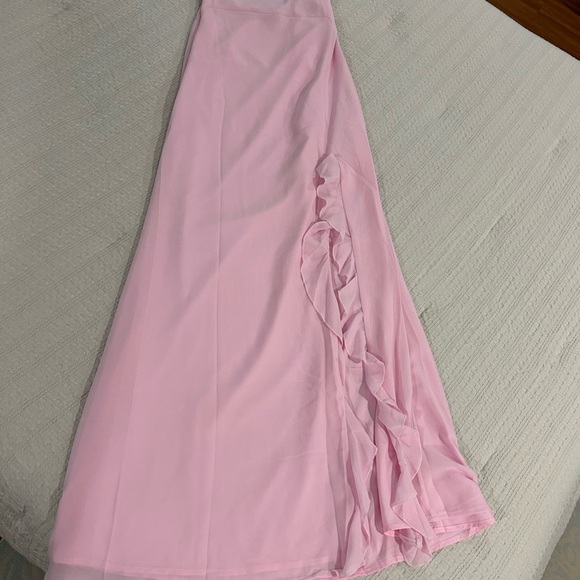 Peppermayo Pale Pink Slip Maxi Dress with Floral Strap - Picture 2 of 9